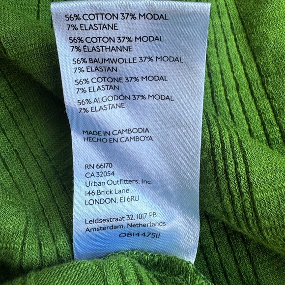 Anthropologie Pilcro Ribbed Tank Top Cotton Modal Elastane Kiwi Green XLarge - Picture 7 of 10